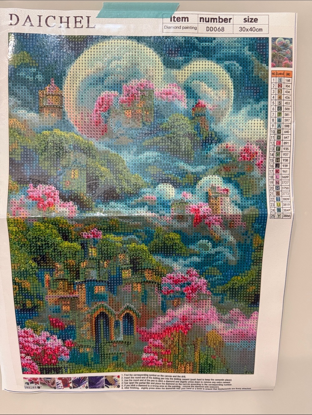 Pink & Teal Fantasy Wall Art Diamond Art Painting Kit